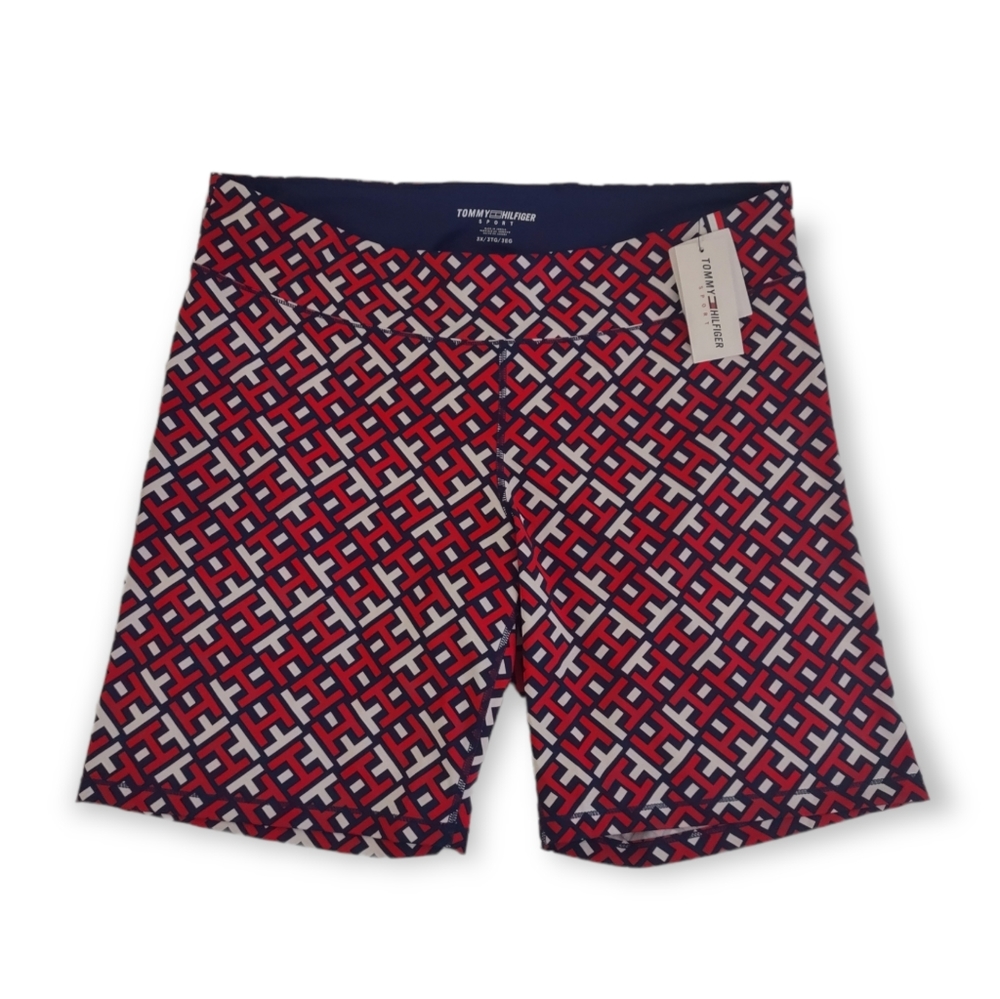 New Tommy Hilfiger Sport Women 3X Stretch Active Wear Red White/Blue Shorts